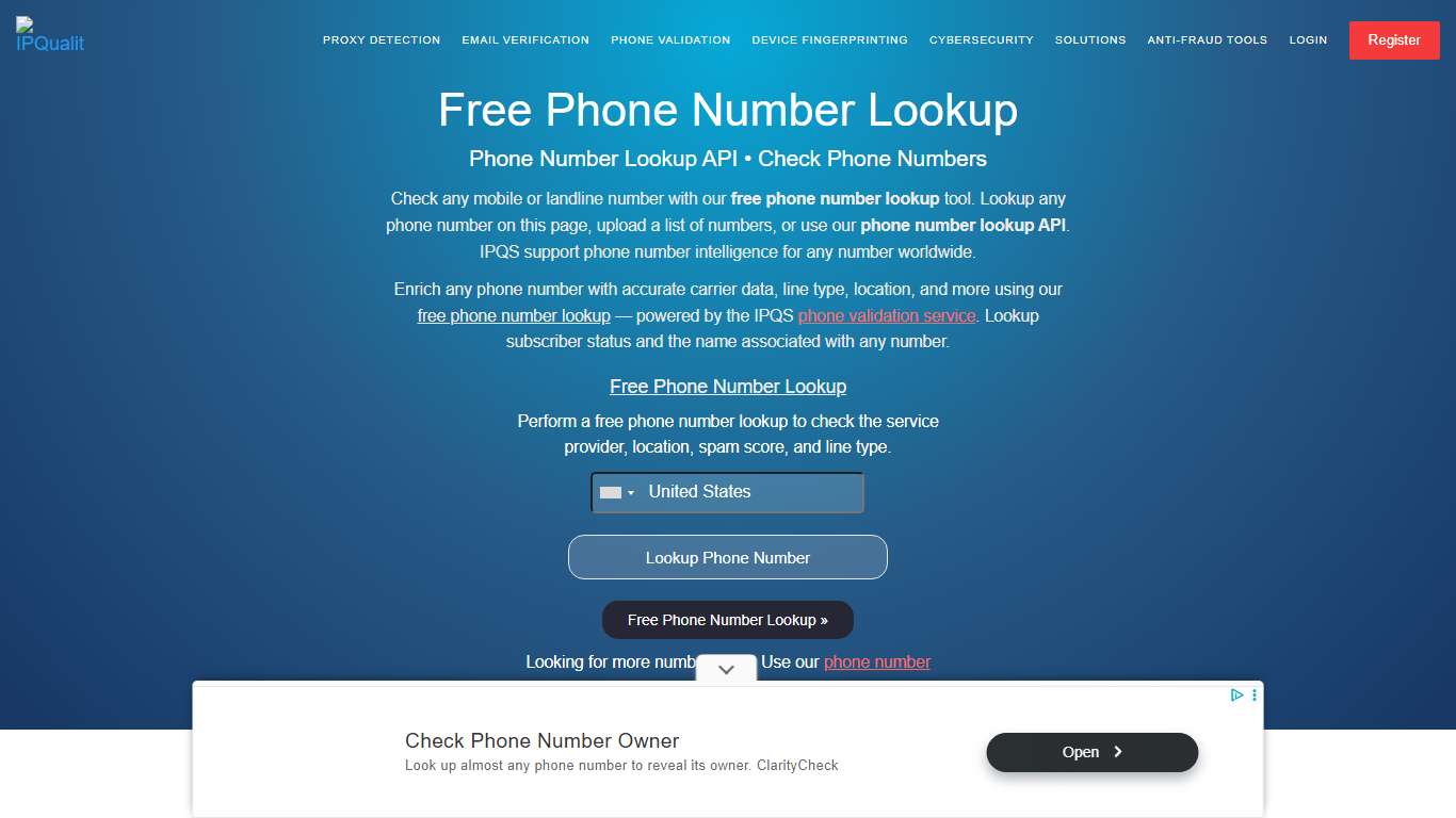 Free Phone Number Lookup Tool Phone Number Lookup API